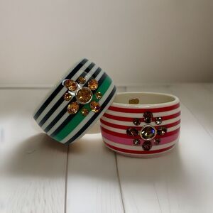 Juicy Couture Bracelet Lot Chunky Bangles Striped Y2K Vtg Green Pink Old Money